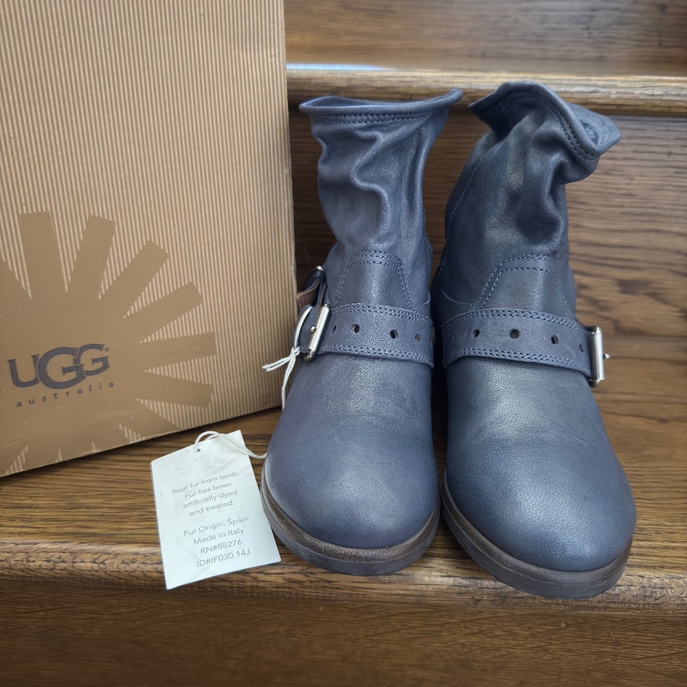 UGG Blue Aria Boots made Made in Italy 8.5  NWT - Picture 3 of 11